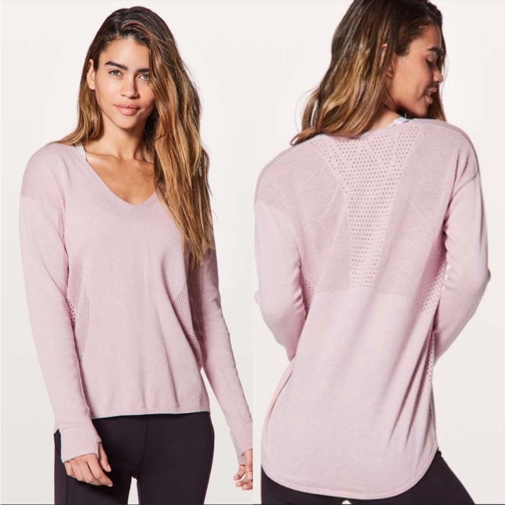 Lululemon  Still Movement Sweater Cotton Blnd Pullover Light Layer V-Neck S/M